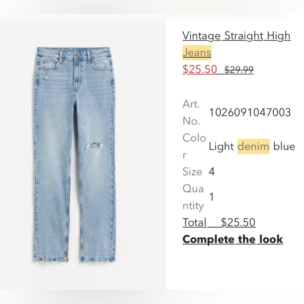 H&M vintage straight high jeans